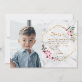 Rosa und grüner Minimalistischer weißer Marmor Dankeskarte