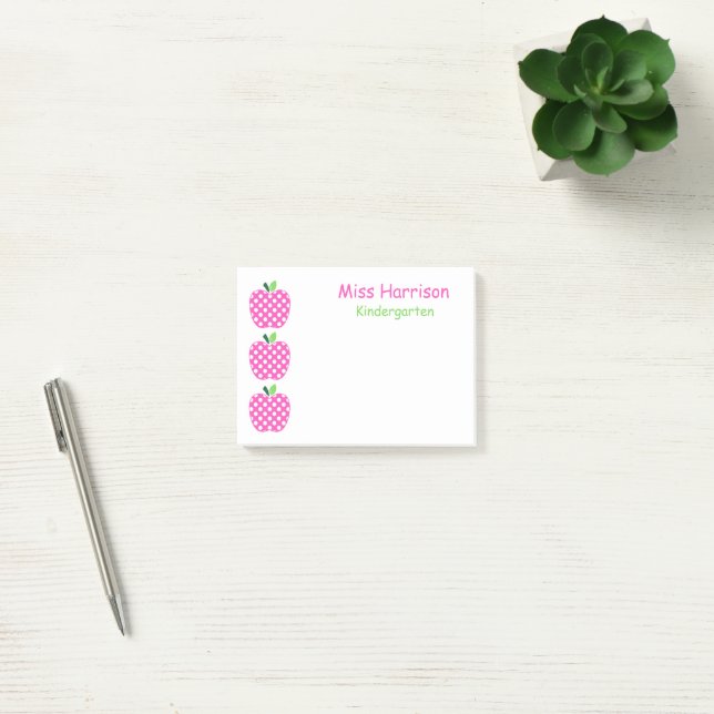 Rosa und grüner Polka Dotapfel Post-it Klebezettel (Büro)