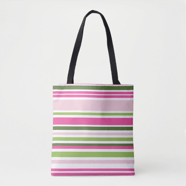 Rosa und grüner Streifen Tasche (Vorderseite)