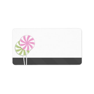 Rosa und grüner Swirl Lollipop Blank Adressaufkleber