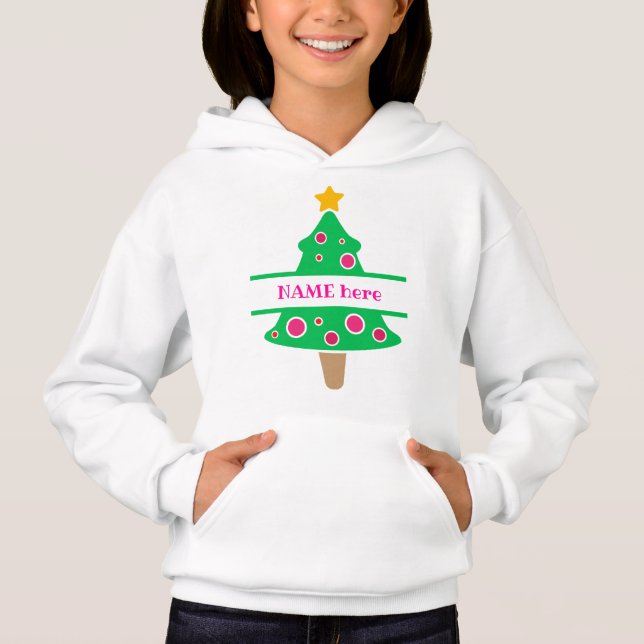 Rosa und grüner Weihnachtsbaum Hoodie (Vorderseite)