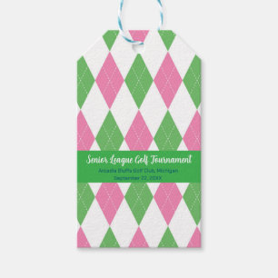 Rosa und grünes Argyle-Muster - Geschenkanhänger