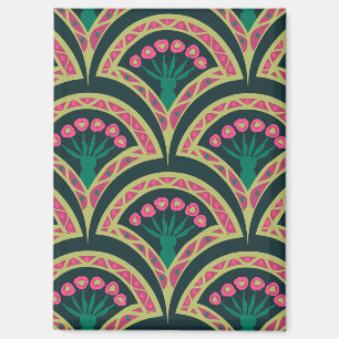 Rosa und grünes florales Fächer-Muster Magnet