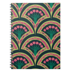 Rosa und grünes florales Fächer-Muster Notizblock