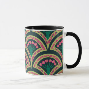 Rosa und grünes florales Fächer-Muster Tasse