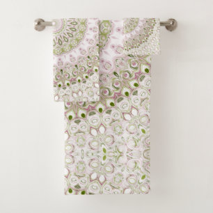 Rosa und grünes florales Mandala-Musterdesign Badhandtuch Set