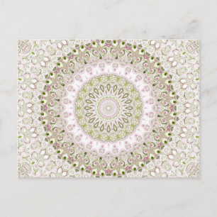 Rosa und grünes florales Mandala-Musterdesign Postkarte
