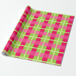 Rosa und grünes Gingham-Muster Geschenkpapier
