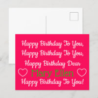 Rosa und grünes Happy Birthday Song Personalisiert