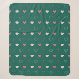 Rosa und grünes Herz Nahtloses Muster Süß Minimal Sherpadecke