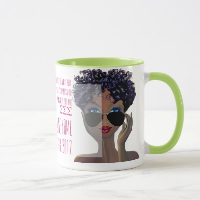 Rosa und grünes kundenspezifisches griechisches tasse (Rechts)
