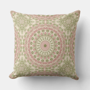 Rosa und grünes Mandala-Musterdesign Kissen