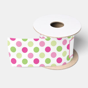 Rosa und grünes Tupfen-Geburtstags-Geschenk-Muste Satinband