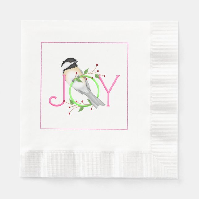 Rosa und grünes Weihnachtsbuch Napkins Serviette (Vorderseite)