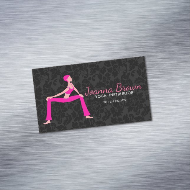 Rosa und Hautfarbe Yoga Pose Silhouette Magnetische Visitenkarte (Beispiel)