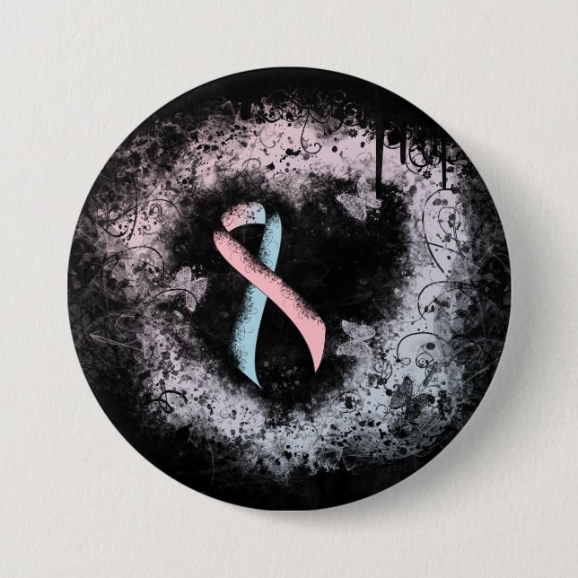 Rosa und hellblauer Schleier - Bewusstseinsschärfe Button (Vorderseite)