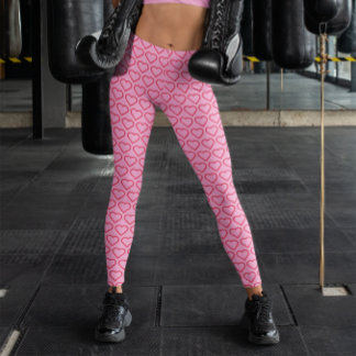 Rosa und helles rotes Herzmuster Leggings