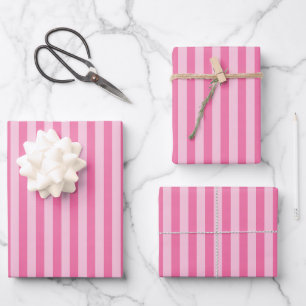 Rosa und hellrosa Streifen Geschenkpapier Set