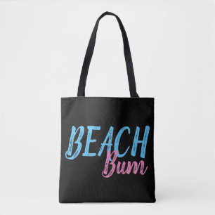 Rosa und himblau BEACH BUM auf schwarz   Tasche