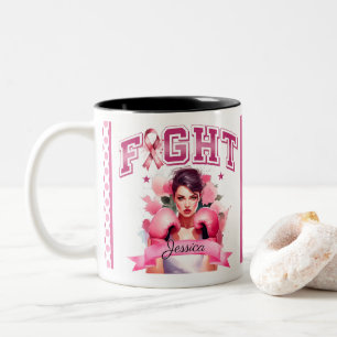 Rosa und hübsche florale Brustkrebs-Kampagne Zweifarbige Tasse