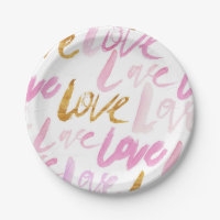 Rosa und Imitate Gold Foil Liebe Typografie Muster