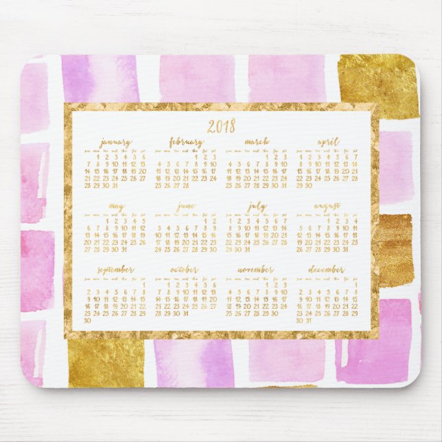 Rosa und Imitate Gold Jährlich 2018 Kalendermaus Mousepad (Vorne)