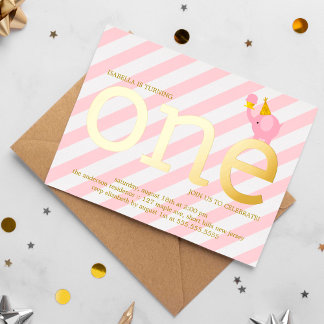 Rosa und Imitate Goldene Foil Elefantenfest im Fes Folieneinladung