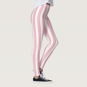 Rosa und ivorische vertikale Streifen Leggings