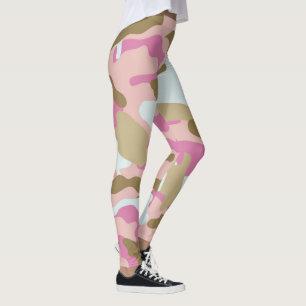 Rosa und kakifarbige Camouflage-Leggings Leggings