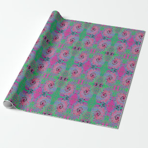 Rosa und Kalkgrün Groovy Abstrakt Retro Swirl Geschenkpapier