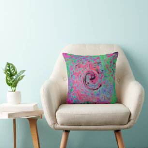 Rosa und Kalkgrün Groovy Abstrakt Retro Swirl Kissen