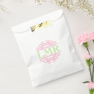 Rosa und kalkgrüne Wirbel Geschenktütchen