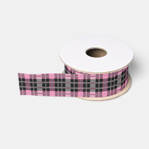 Rosa und karierte Grosgrain-Ribbon Ripsband