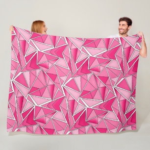 Rosa und karmesinrote geometrische Formen Muster m Fleecedecke