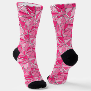 Rosa und karmesinrote geometrische Formen Muster m Socken
