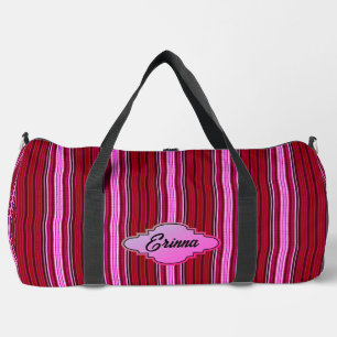 Rosa und kastanienbraune Streifen Duffle Bag
