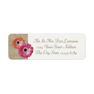 Rosa und Korallen Gerbera Daisy und Burlap