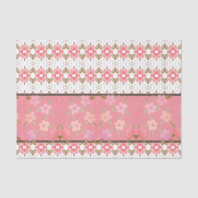 Rosa- und Korallenblumendesign Seidenpapier (Vorderseite)