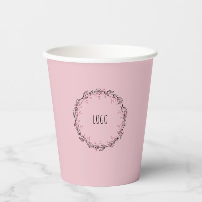 rosa und kreisförmige Papiertasse Pappbecher (Vorderseite)
