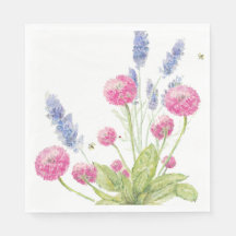 Rosa und Lavendel Blume Luncheon Napkins