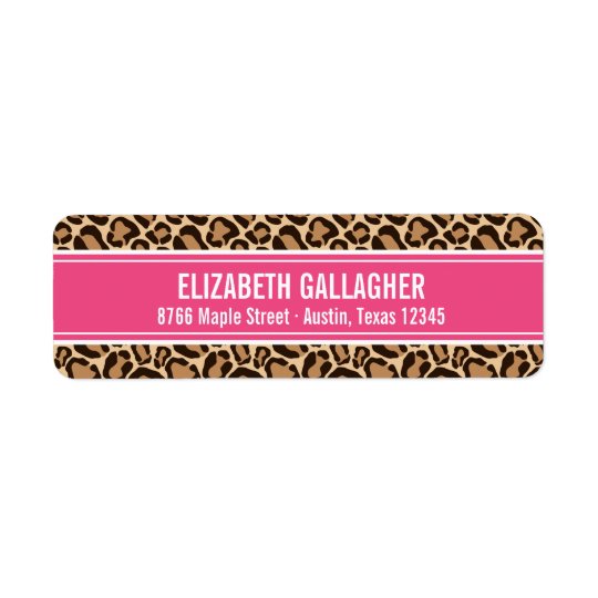 Rosa und Leopard-Druck Kleiner Adressaufkleber