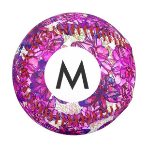 rosa und Lila Abstrakte Blume Muster Baseball