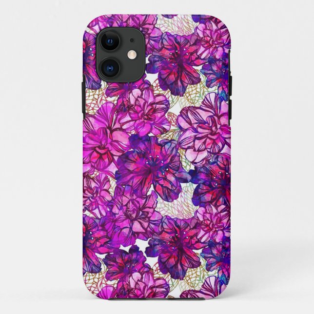 rosa und Lila Abstrakte Blume Muster Case-Mate iPhone Hülle (Rückseite)
