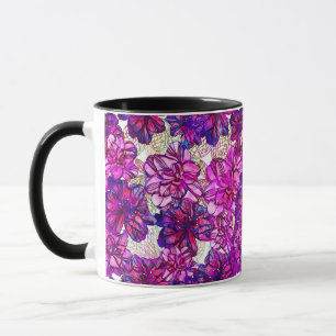 rosa und Lila Abstrakte Blume Muster Tasse