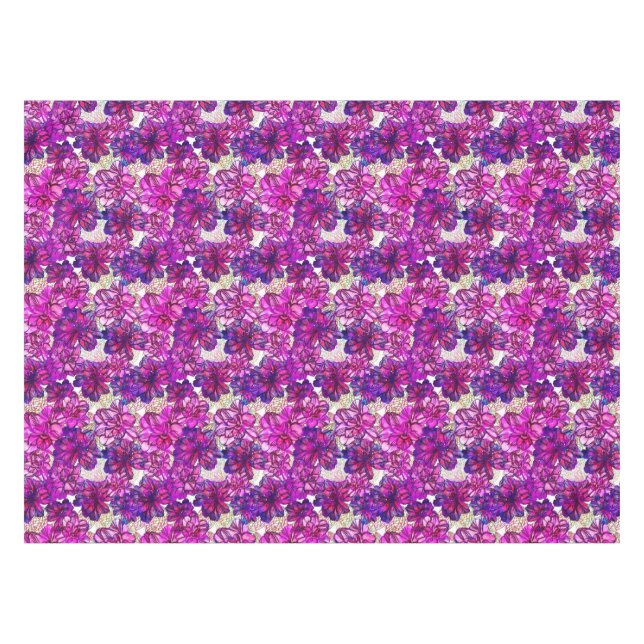 Rosa und lila abstraktes Blumen-Muster Tischdecke (Vorderseite (Horizontal))