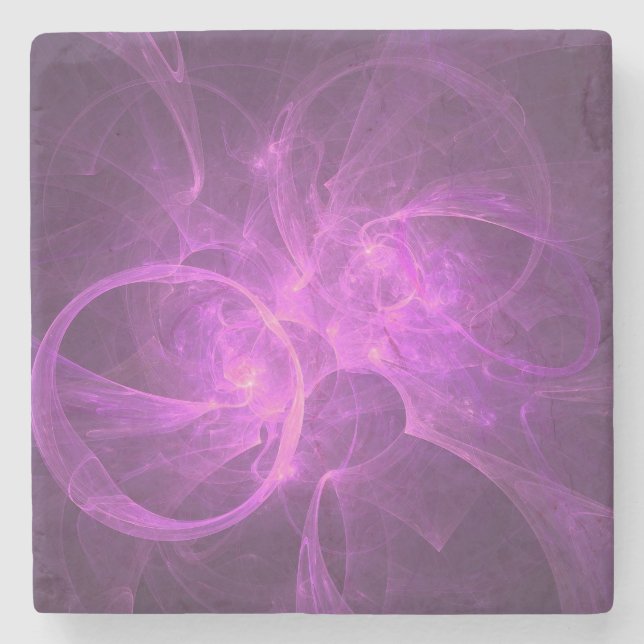 Rosa und Lila Abstraktes Fraktal mit Circles Steinuntersetzer (Vorderseite)