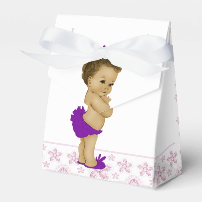 Rosa und Lila afrikanische Kindermädchendusche Geschenkschachtel (Vorderseite)