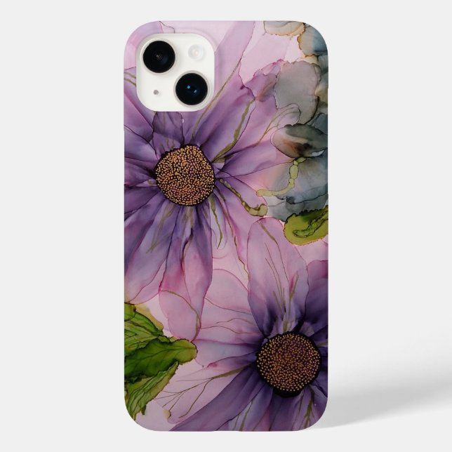 Rosa und lila Alkoholfarbe Blume Case-Mate iPhone 14 Plus Hülle (Rückseite)
