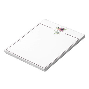 Rosa und lila Aquarell-Blumen personalisiert Notizblock