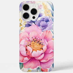 Rosa und lila Aquarellblumen iPhone 16 Pro Max Hülle